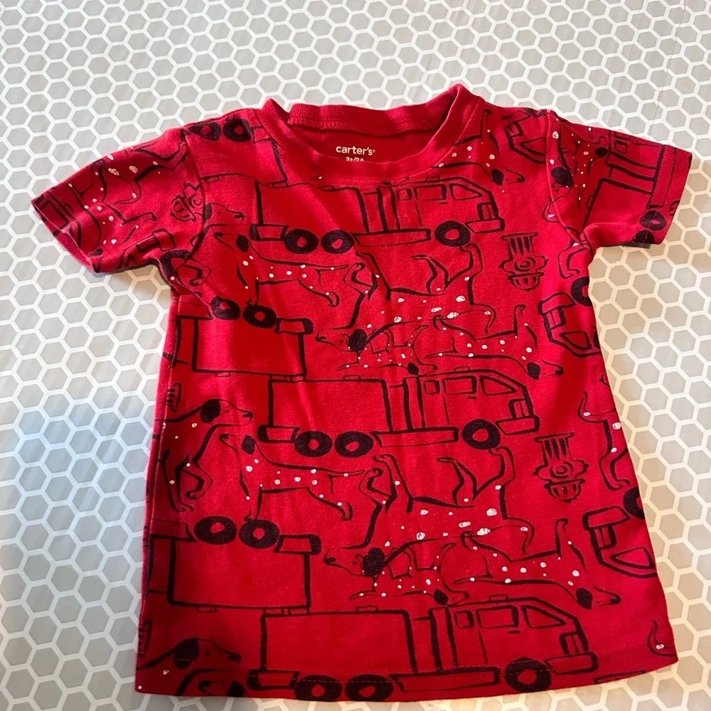 Carter's Red Fire Truck Theme Kids Pajama Set Size 3T